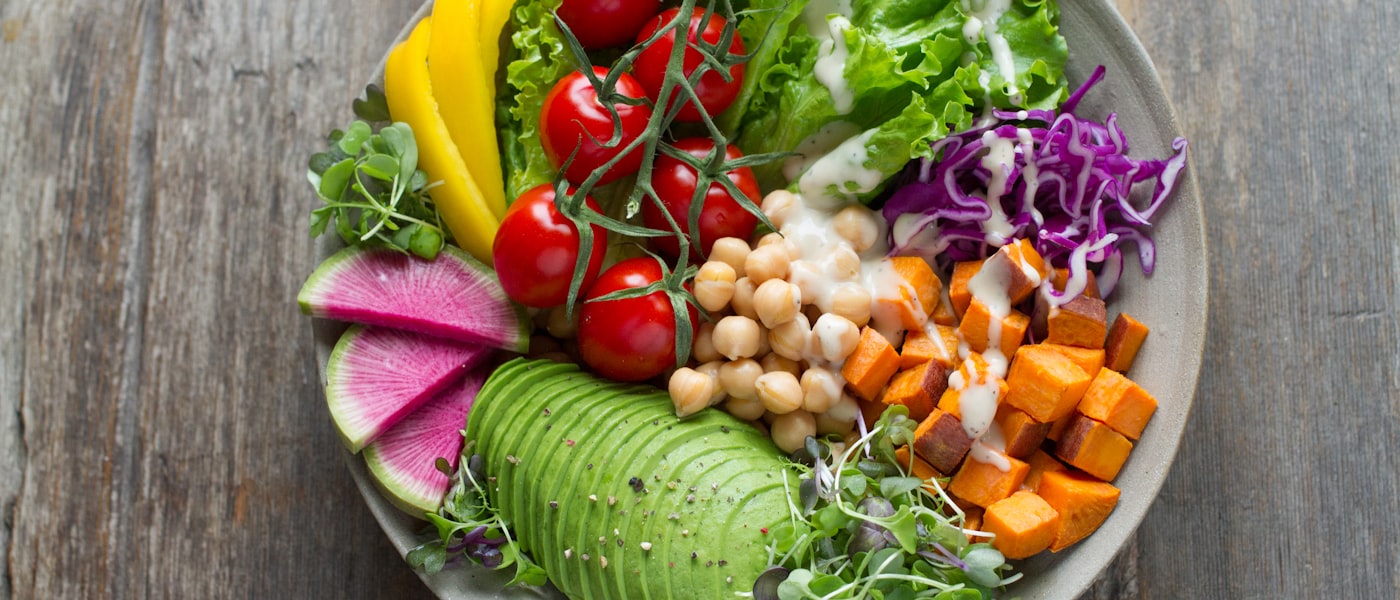Bowl of fresh colourful salad — nutrition and healthy eating